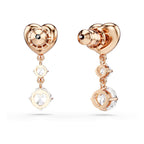 Swarovski Lifelong Heart Drop Pierced Earrings for Women, Set of White Crystal Heart Design Earrings with Rose-Gold Tone Plating