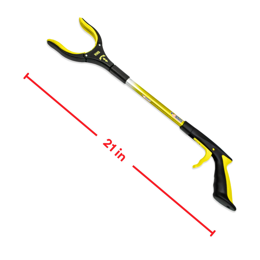RMS 2 Pack 21 Inch Short Grabber Reacher with Rotating Jaw - Mobility Aid Reaching Assit Tool