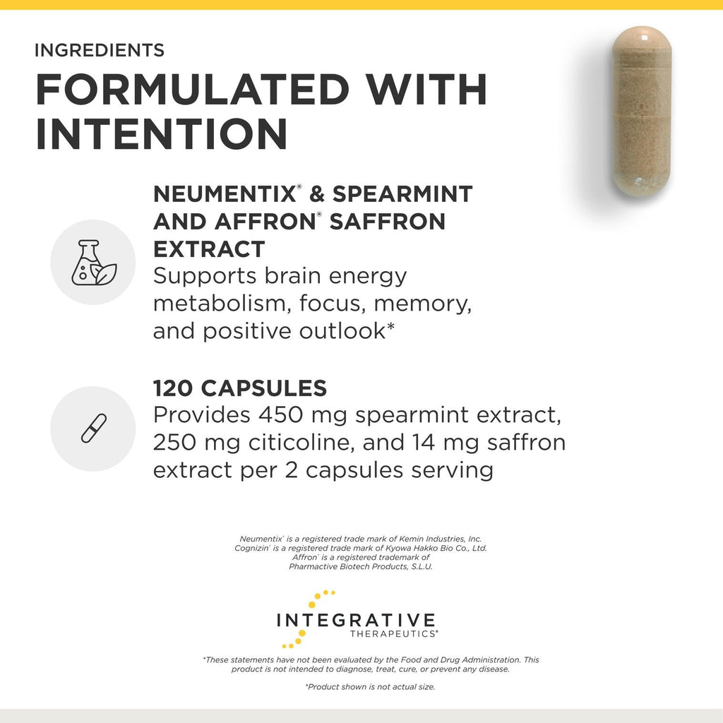 Integrative Therapeutics Neurologix - with Saffron and CDP-Choline - Nootropic Supplement for Brain Health*- Focus* - Memory Support* - Vegan, Gluten-Free & Dairy-Free - 120 Capsules (60 Servings)