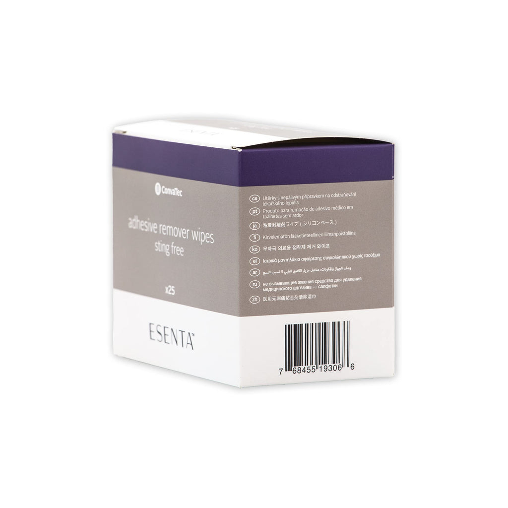 ConvaTec ESENTA Adhesive Remover Wipes for Around Stomas and Wounds, Sting Free, Alcohol Free, 25ct Box (Pack of 1)