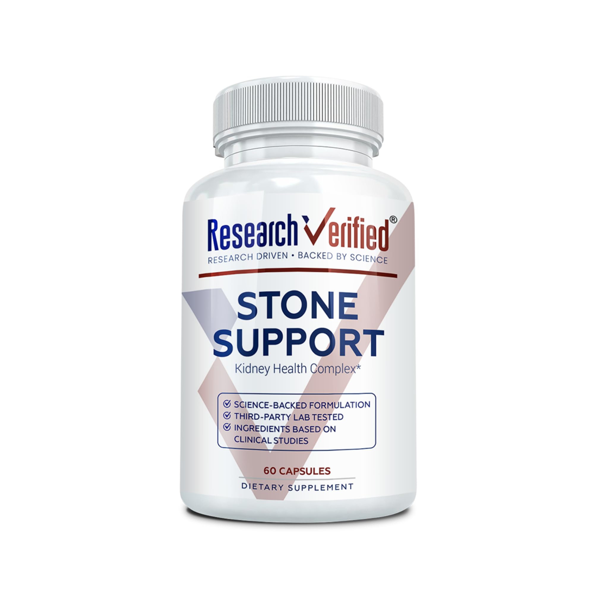 Research Verified Stone Support - Optimal Kidney Stone Defense - Chanca Piedra, Crataeva Nurvala, BioPerine - Vegan - 60 Capsules