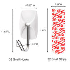 Sinfuo Wire Hooks for Wall Small 32 Hooks, Heavy Duty Wall Hooks with 36 Strips, Damage Free Adhesive Hooks for Key Holder, Coat, Door, Shower Hanging