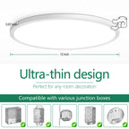 Brightever 4Pack LED Flush Mount Ceiling Light Fixture, 12 Inch 24W, Super Slim 0.67 Inch, 3200LM, Dimmable & 2700K-6500K 5 Color Selectable LED Ceiling Lights for Bedroom