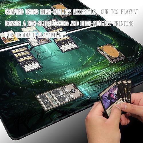 MTG Playmat Size 24x14in Free Storage Bags Non-Slip Backing Printing, Ideal for Card Game Enthusiasts TCG Playmat (No with Zone,Mystery)