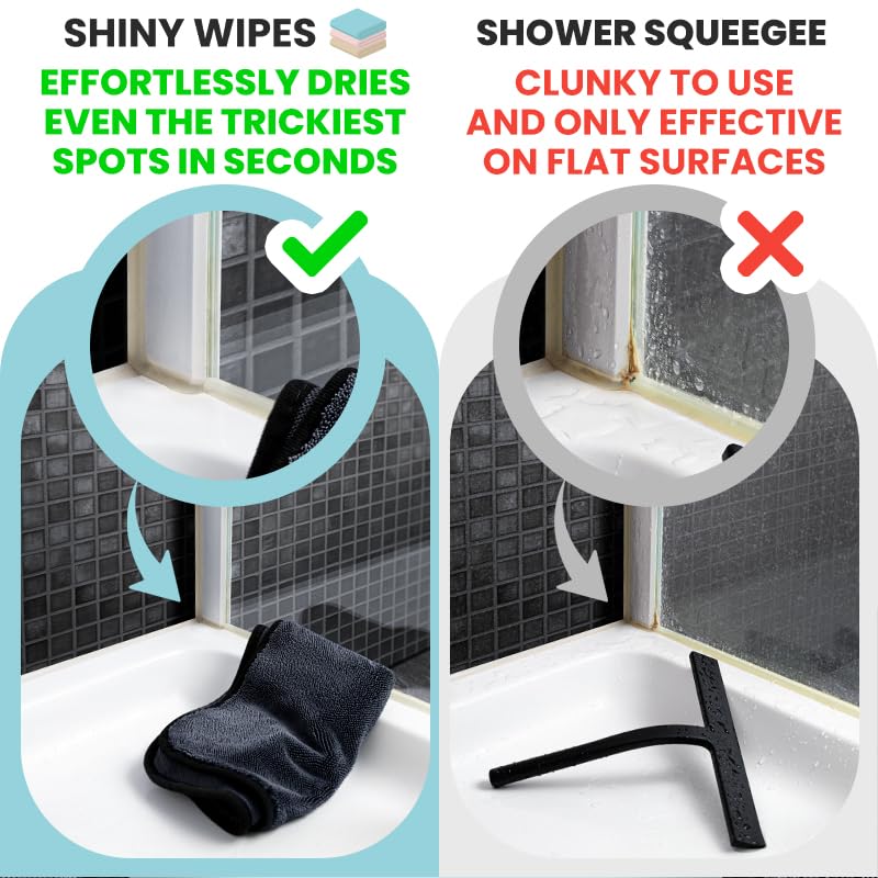 Shiny Bath Shiny Wipes XL Drying Towel, the Original, Ultra Absorbent Twisted-Loop Design, Streak-Free Drying Towel, Shiny Wipes Shower Cleaning Cloths (7 Towel)