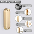 Dntorx Foldable Wall Hook, 40 lbs Heavy Duty Screw Mounted, Aluminum Alloy Flip-Down Gold Coat Hook, Space-Saving Folding Wall Hanger for Bathroom Bedroom Entryway Closet, Includes Screws (4 Pack)