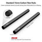 SmallRig 15mm Carbon Fiber Rod for 15mm Rod Support System (Non-Thread), 8 inches Long, Pack of 2