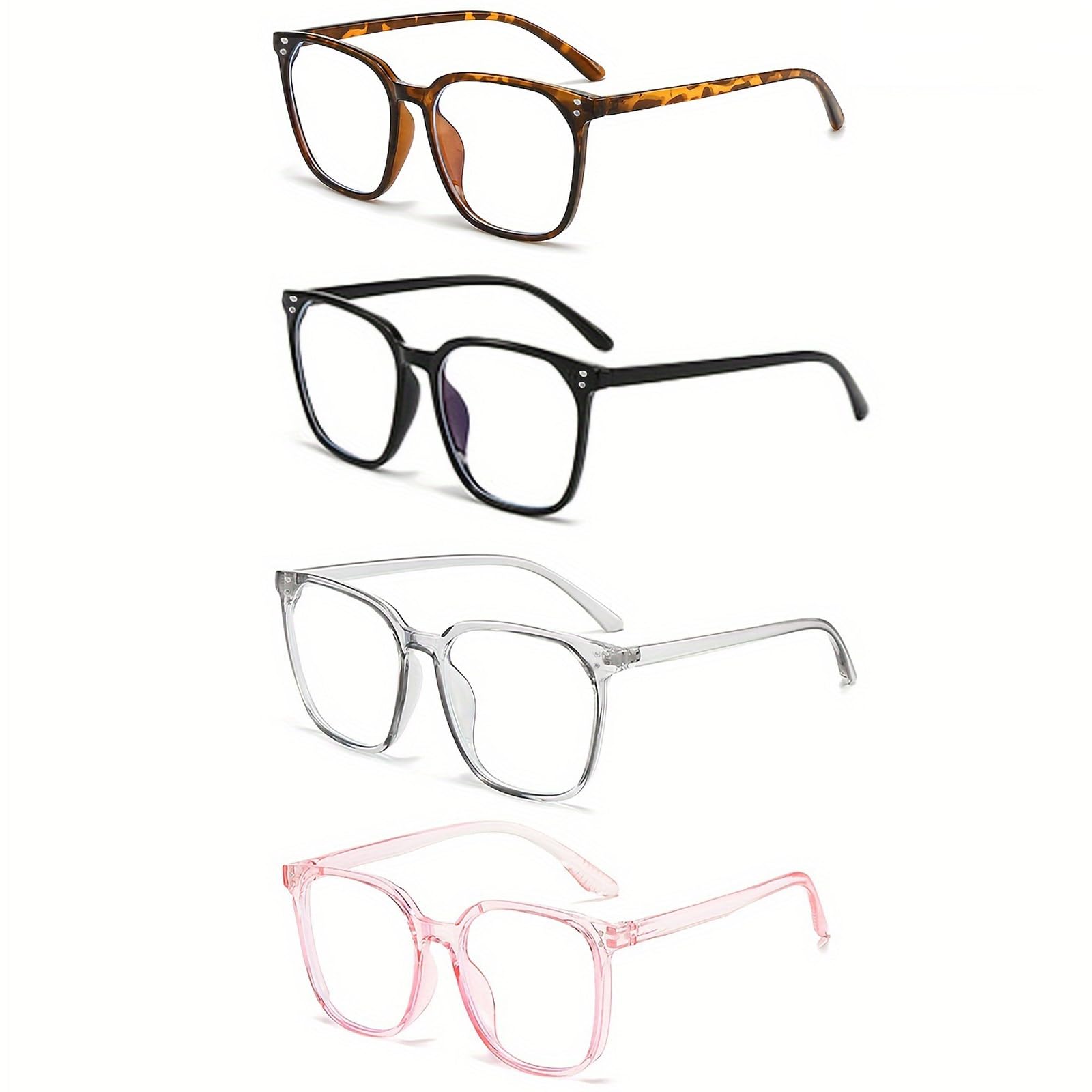 Paleshy 4 Pack Blue Light Glasses, Computer/Gaming/TV/Phones Glasses for Women and Men, Anti Eye Strain Lightweight Frames for Work & Screen Time