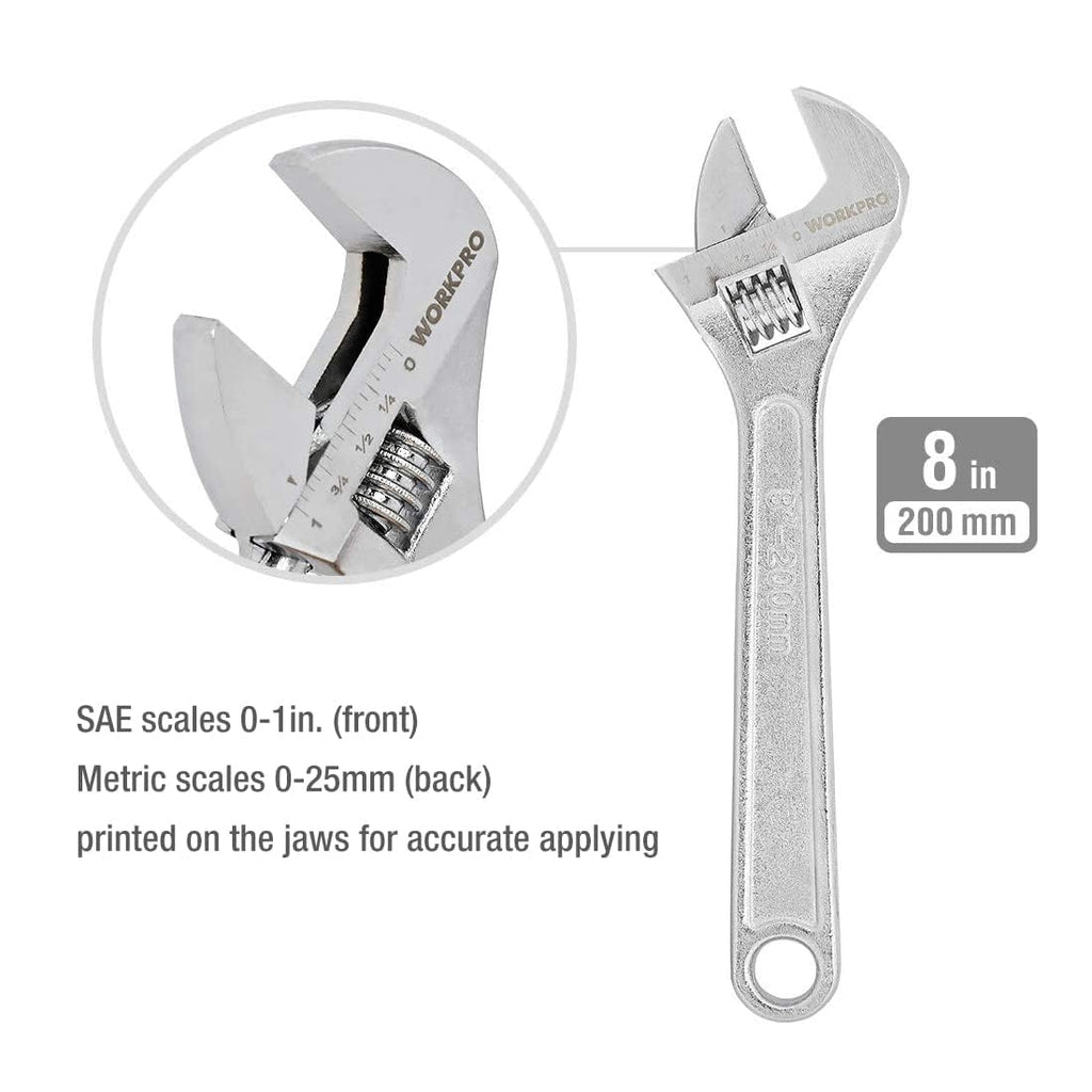WORKPRO Large Pliers & Wrench Set 6-Piece (10" Water Pump, 10" Slip Joint, 8" Long Nose, 8" Linesman, 6" Diagonal, 8" Adjustable Wrench) for DIY & Home Use, W001329A