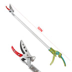 GARTOL 32 Inch Cut and Hold Pole Pruner - Lightweight Long Reach Tree Trimmer with Snip and Grip Technology, 1/2 Inch Cutting Capacity, One-Hand Use Fruit Picker for Roses, Persimmons & Tall Branches