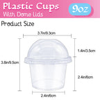 Alaeseje 100 Pack 8oz Disposable Clear Plastic Cups with Dome Lids(Hole in the Lid),PET Dessert Cups,Disposable Snack Bowls for Ice Cream,Cake,Fruit,Parfait, Pudding and Jello Shot