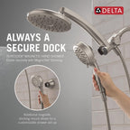 Delta 6-Setting PivotPro 3-in-1 Combination Shower Head with ProClean Spray, Brushed Nickel Round Shower Head Rainfall with Handheld Spray, 1.75 GPM, SpotShield Brushed Nickel 75649SN