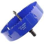 Luomorgo 155mm/6.1 inch Hole Saw with Arbor, 1 1/4 inch Cutting Depth HSS Bi-Metal Hole Cutter for Wood Cornhole Boards Plastic Drywall & Metal Sheet