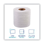 Boardwalk 6145 Bathroom Tissue, Standard, 2-Ply, White, 4 X 3 Sheet, 500 Sheets/roll, 96/Carton, 1 Count (Pack of 1)