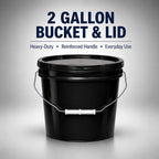 MKS Plastics 2-Gallon Bucket with Airtight Lid – Made in USA, Food Grade BPA Free Plastic, Heavy Duty Multi-Use, Metal Handle with Grip, Stackable Storage – Black, 6 Pack