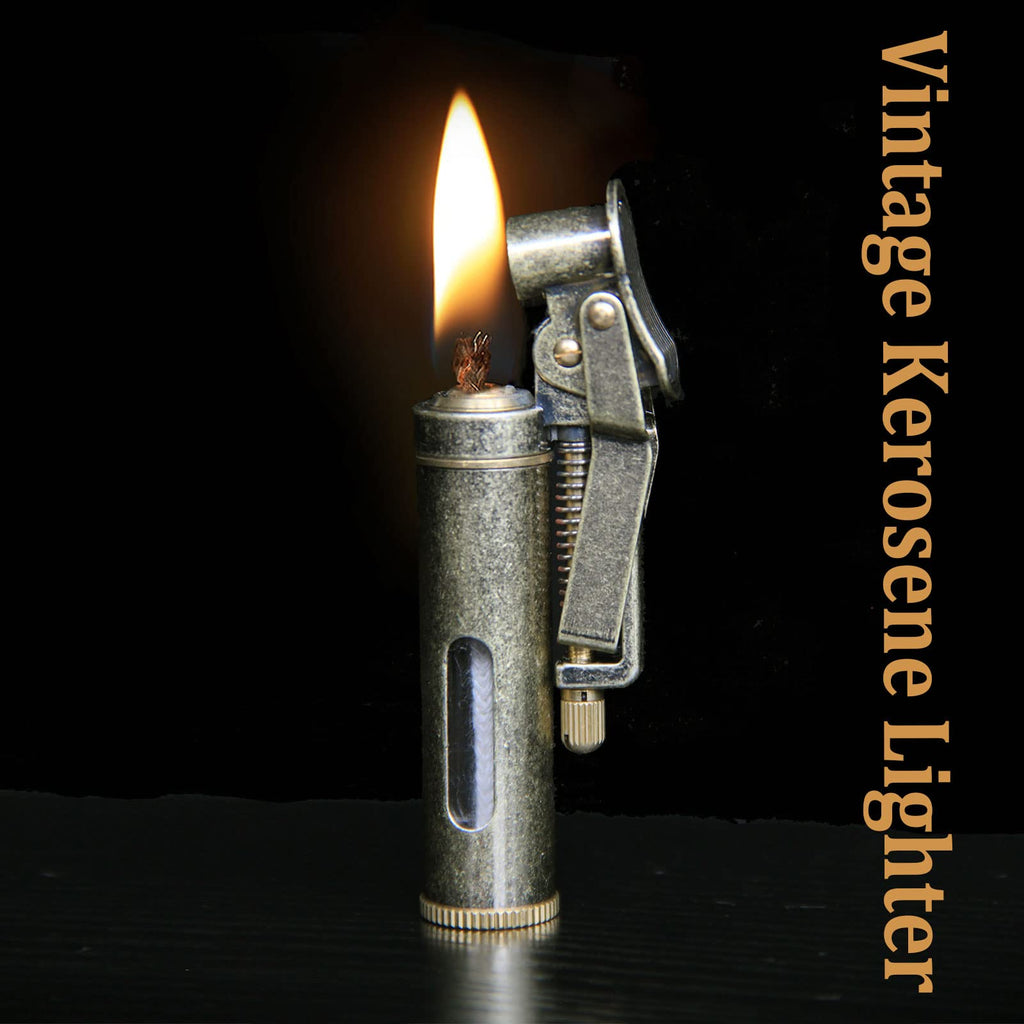SCGHBK Kerosene Trench Lighter Vintage Metal Portable Refillable Lighter Bronze
