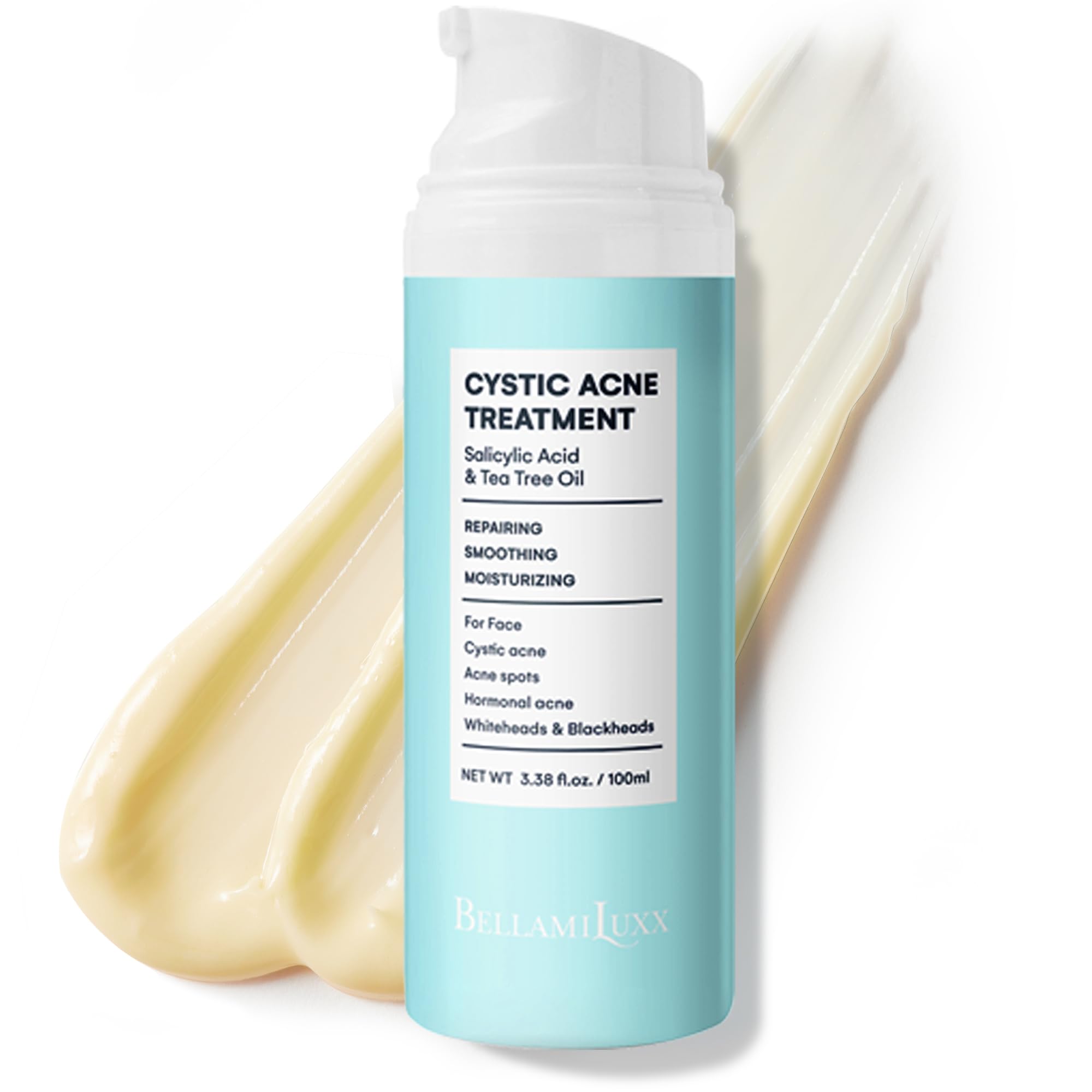 Cystic Acne Spot Treatment for Face: Hormonal Acne Pimple Cream with Salicylic Acid & Tea Tree Oil - Hormonal & Pimple Cream for Teens & Adults,120 Day Supply & 3.38 oz / 100 ml