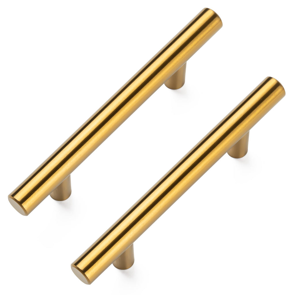 Aegero 15 Pack Cabinet Pulls Brushed Brass Stainless Cabinet Handles, for Kitchen and Bathroom Cabinets, 5 Inch Length, 3 Inch Hole Center