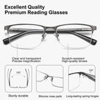 EYECEDAR 5 Pack Reading Glasses for Men Gunmetal Ultra-Thin Stainless Steel Frame Metal Spring Hinges Readers for Men and Women 1.75