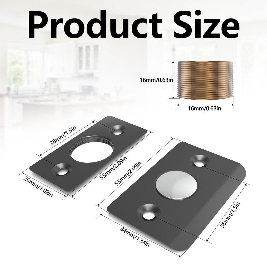 Tonitrui Upgraded Strong Magnetic Door Catch, Replacement for Traditional Door Ball Catch, Quite & Easy to Install, Use for Top of Door, Closet Door, 8 Pack, Black