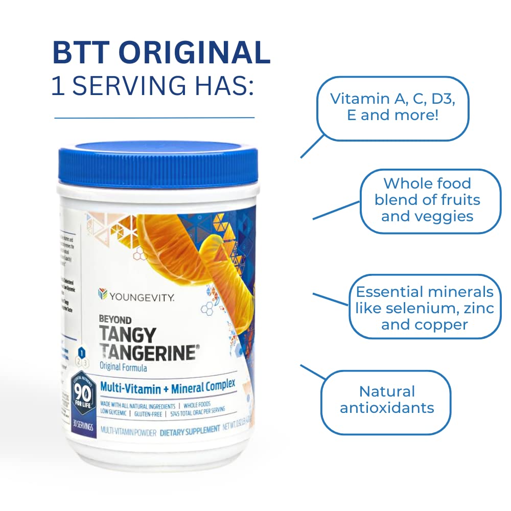 Youngevity Beyond Tangy Tangerine - Original Formula | Multi-Vitamin & Mineral Complex | Made with Natural & Whole Foods | 5,745 ORAC | 3 Pack