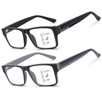 2 Pack Excellent Unbreakable Progressive Multifocus Reading Glasses for Men, TR90 Thick Frame Blue Light Blocking Glasses Anti UV/Eye Strain Computer Readers No-Line Multifocal Eyeglasses, +1.75x