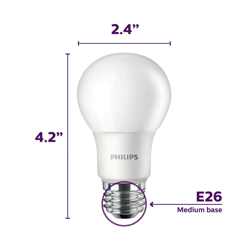 PHILIPS LED Basic Frosted Non-Dimmable A19 Light Bulb - EyeComfort Technology - 800 Lumen - Soft White (2700K) - 10W=60W - E26 Base - Indoor - 8-Pack