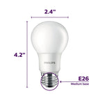 PHILIPS LED Basic Frosted Non-Dimmable A19 Light Bulb - EyeComfort Technology - 800 Lumen - Soft White (2700K) - 10W=60W - E26 Base - Indoor - 8-Pack