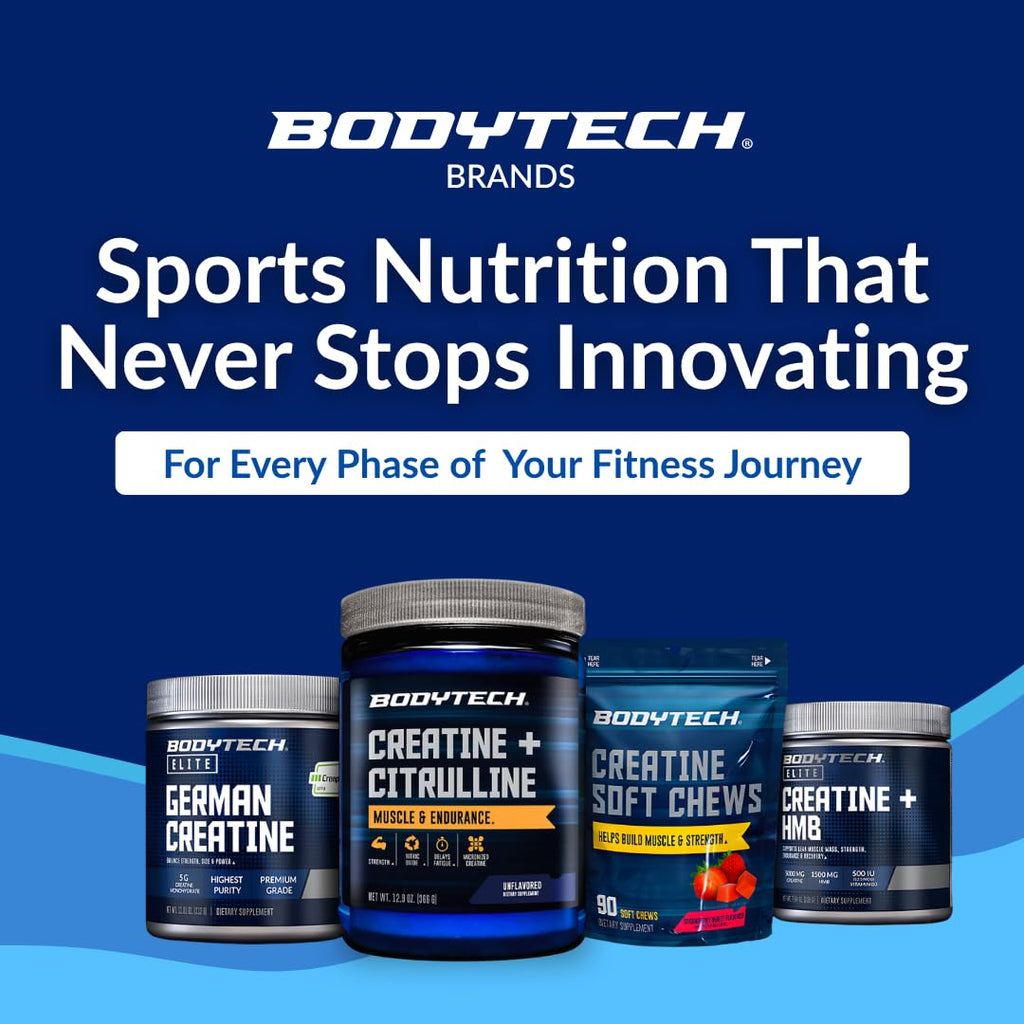 BodyTech Creatine + Citrulline Powder, Supports Strength, Pumps & Endurance, Pre Workout Supplement for Men & Women, Unflavored, 12.9 Oz, 30 Servings