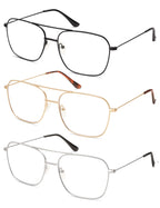 AMOMOMA 3 Pack Retro Reading Glasses for Women Men Aviator Square Blue Light Computer Womens Reader 1.50 2.00 AM6076C1+C2+C3 2.0 X