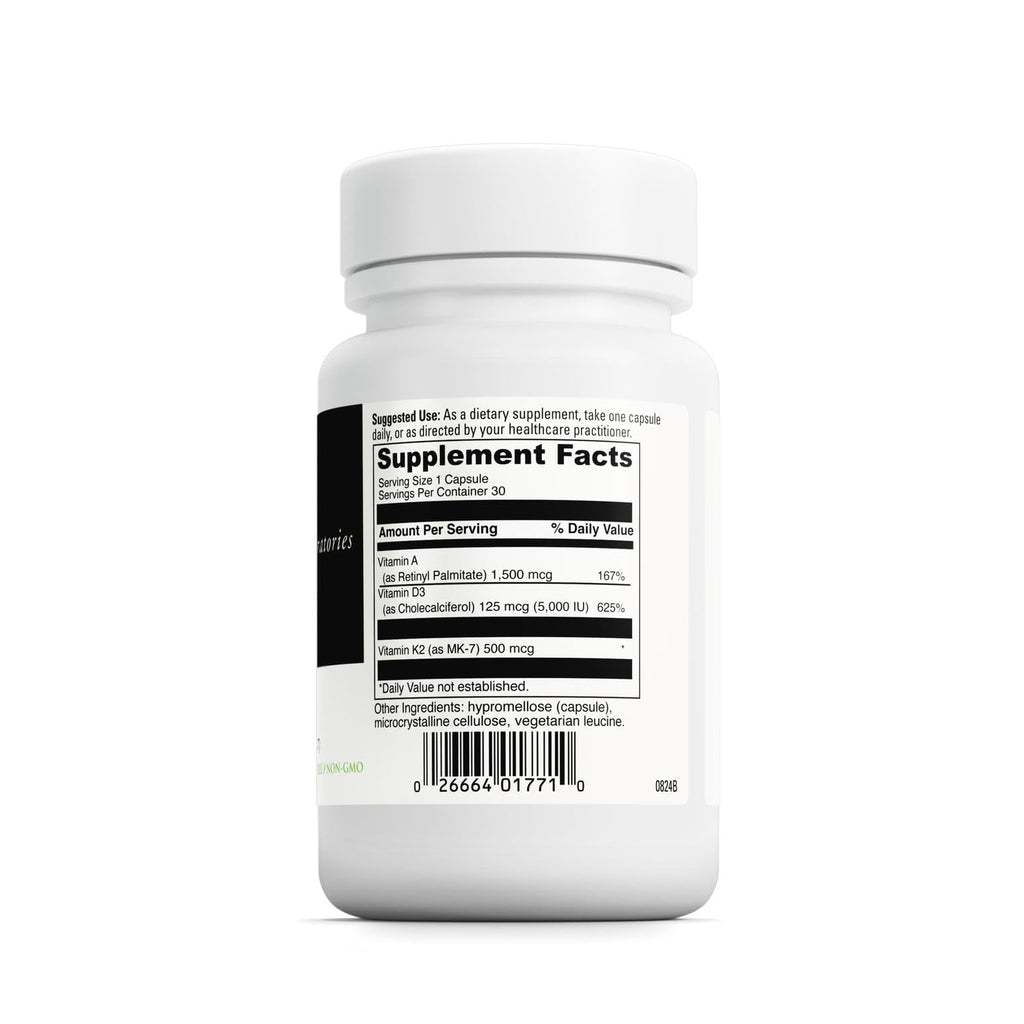 DAVINCI Labs ADK - Helps Support Bone, Heart & Immune Health - Dietary Supplement with Vitamins A, D3 & K2 (as MK-7) - Vegetarian, Gluten Free & Soy Free - 30 Capsules