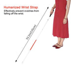 Watris Veiyi Blinder Folding Cane, Collapsible Walking Stick with Red Reflective Tape, Anti-Slip Blind Cane for The Blind and Visually Impaired People, 53.1in(135cm)