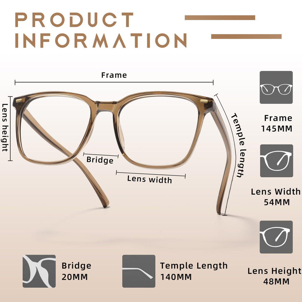 MACJERO Oversized Square Blue Light Blocking Glasses for Women Men, Anti-Fatigue Computer Monitor Glasses Reduce Eye Strain(Black+Brown) 2 Pack