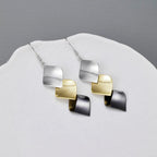 GLPAHA Tri-color Square shiny Drop Earrings for women 925 Sterling Silver Hooks