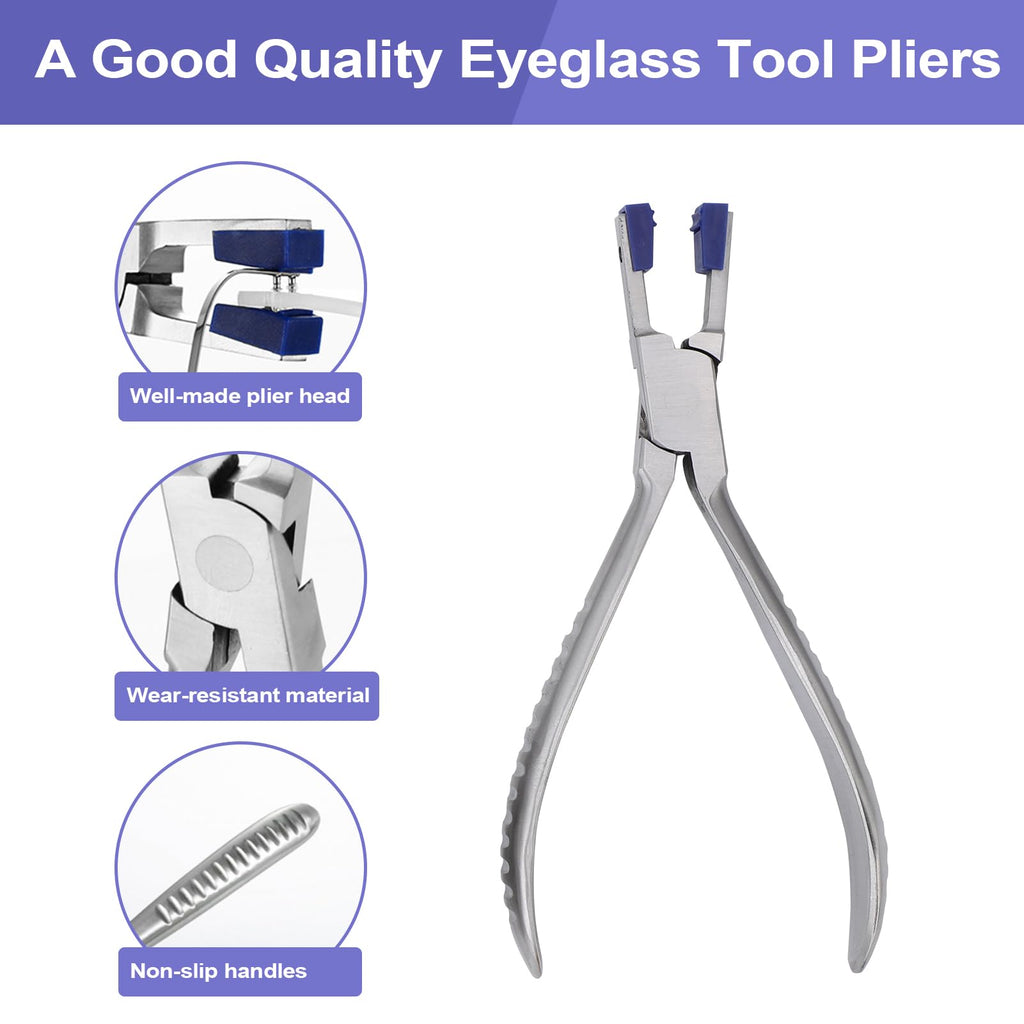 ZJchao Rimless Eye Glass Repairing Kit, Glasses Repair Kit, Eyeglass Repair Pliers, with Pressing Plier, Demolition Plier, Cutting Plier, Spare Jaw, Drilling Holder and so on