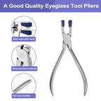 ZJchao Rimless Eye Glass Repairing Kit, Glasses Repair Kit, Eyeglass Repair Pliers, with Pressing Plier, Demolition Plier, Cutting Plier, Spare Jaw, Drilling Holder and so on