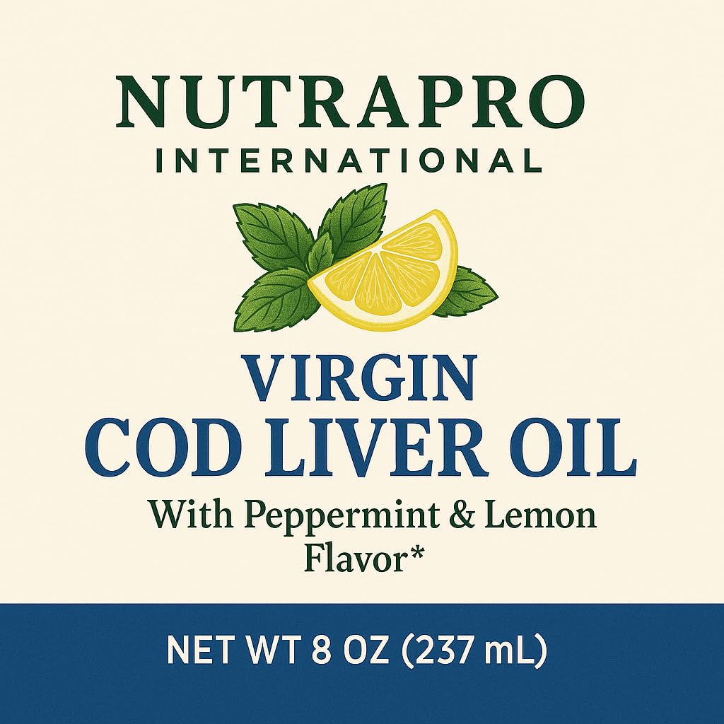 Virgin Cod Liver Oil - 8 Fl oz Natural, Wild Caught & Fresh Tasting, High in Vitamin D, Omega 3 DHA/EPA (Original Taste-Unflavored)