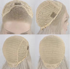 Gray Bob Curly Wig Synthetic Lace Front Wig Middle Part Lace Wigs 14Inch Synthetic Hair Wig for Women Party Use Cosplay Wigs