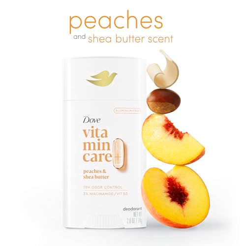 Dove VitaminCare+ Aluminum Free Deodorant Stick for 72H Odor Protection Peaches & Shea Butter Breathable Deodorant for Women 2.6 oz