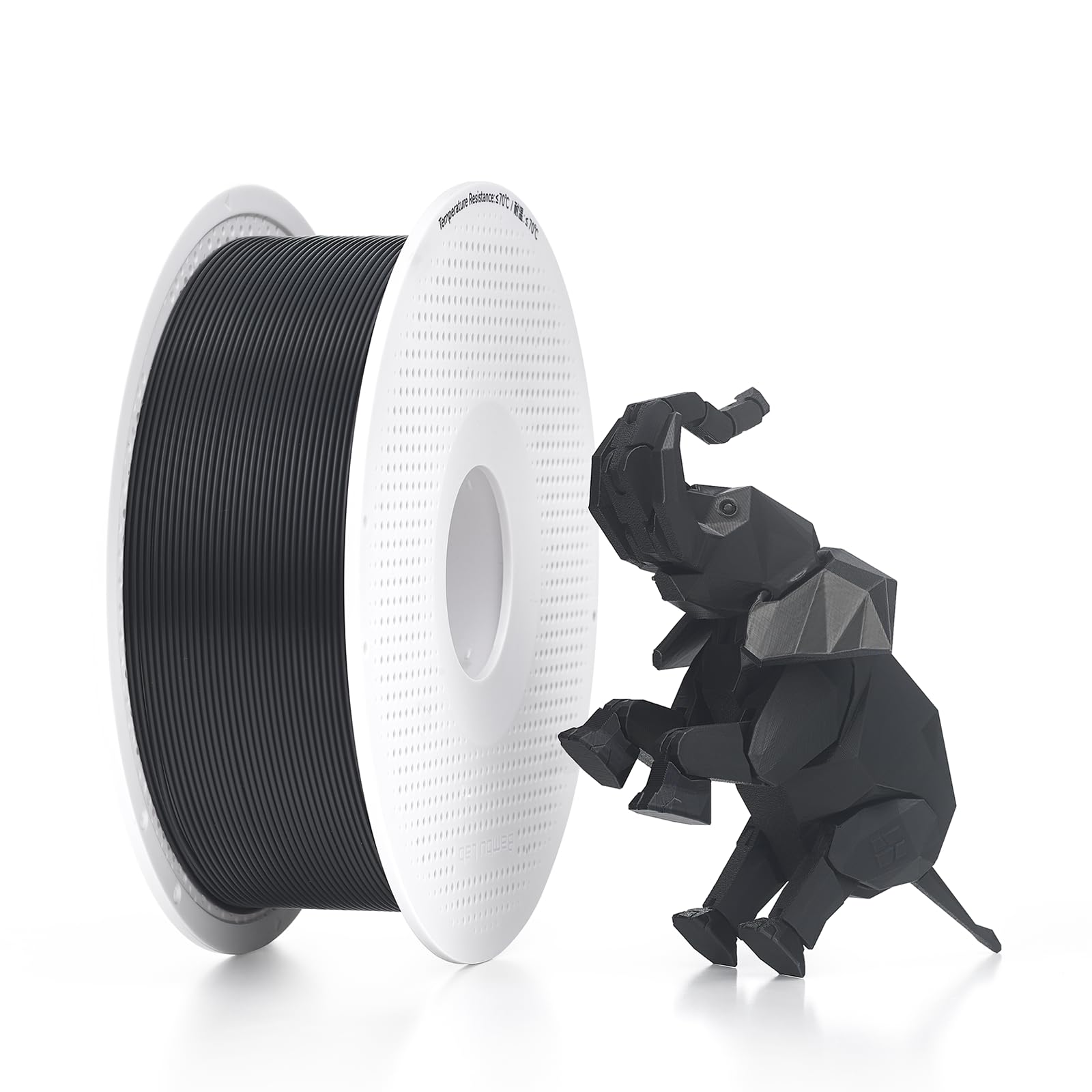 Bambu Lab Genuine Filament, 1.75mm PLA Wire Diameter Accuracy +/- 0.03 mm, RFID Included, No Mess Setup, Tangle-Free, with Genuine Reusable Spool, 1kg Black