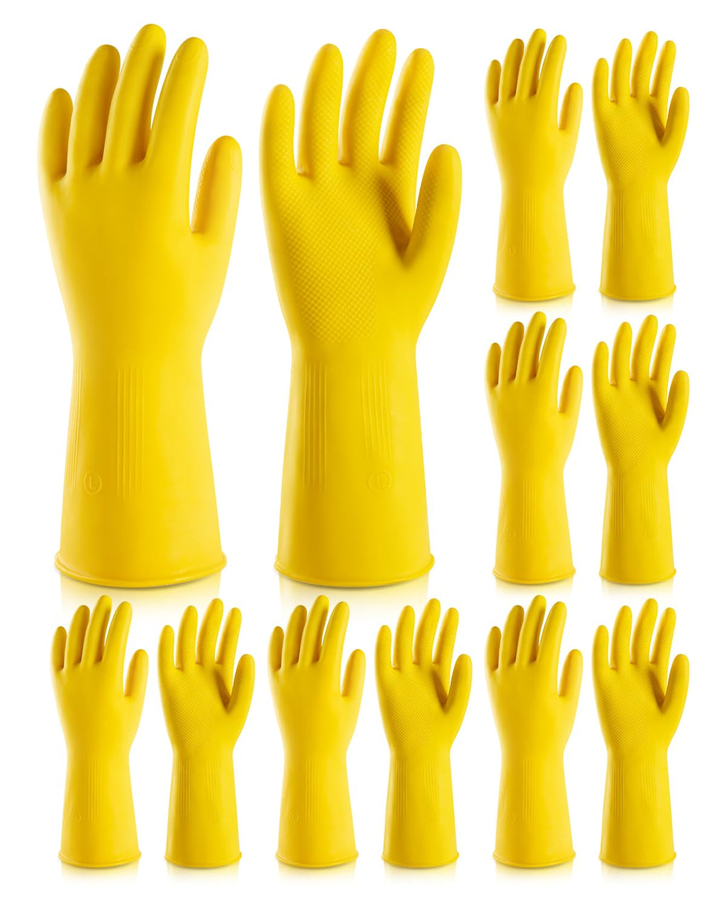 MNOPQ 6 Pairs Rubber Cleaning Gloves,Reusable Dishwashing Gloves,Household Dish Gloves for Washing,Cleaning,Kitchen,Painting, Gardening, Pet Care,Extra Thickness,Non-Slip,13", 20 Mil, Heavy Duty,L