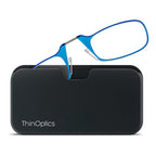 ThinOptics unisex-adult Reading Glasses + Black Universal Pod Case | Blue Frames, 2.00 Strength Readers Blue Frames / Black Case, 44 mm