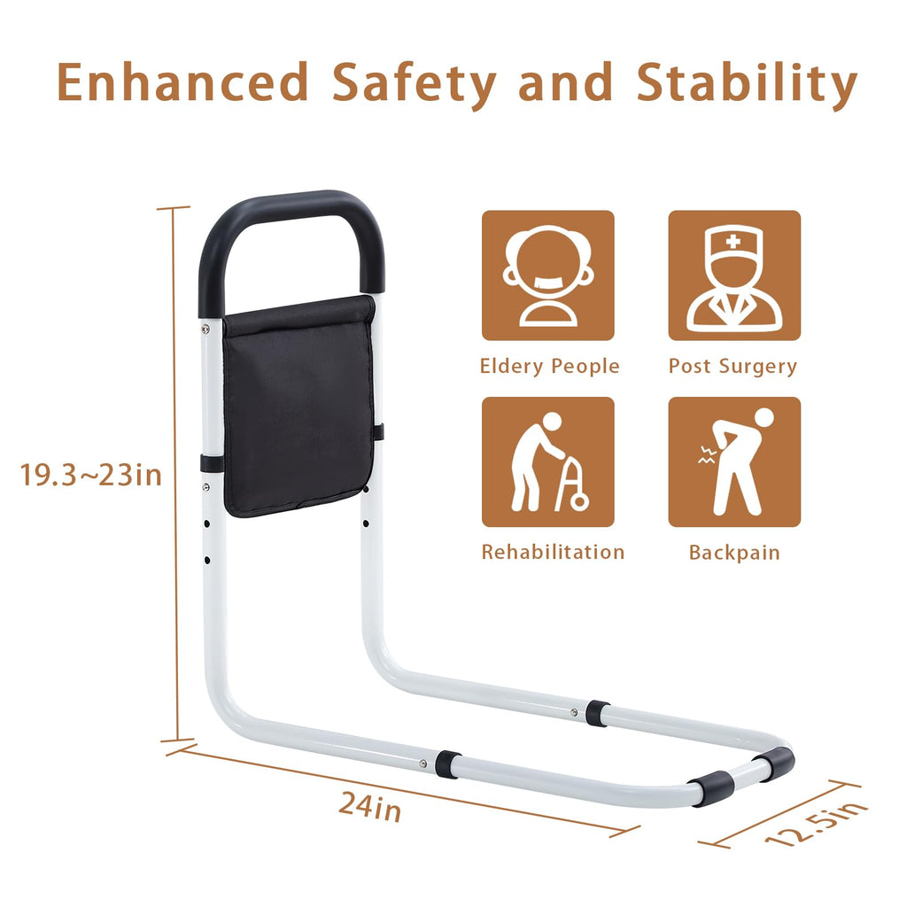 Bed Rails for Elderly Adults Safety, Bed Assist Rails for Seniors, Adjustable (19.3"-23") with 0.47 in Thick Steel Tube, Fits King, Queen, Full, Twin Bed