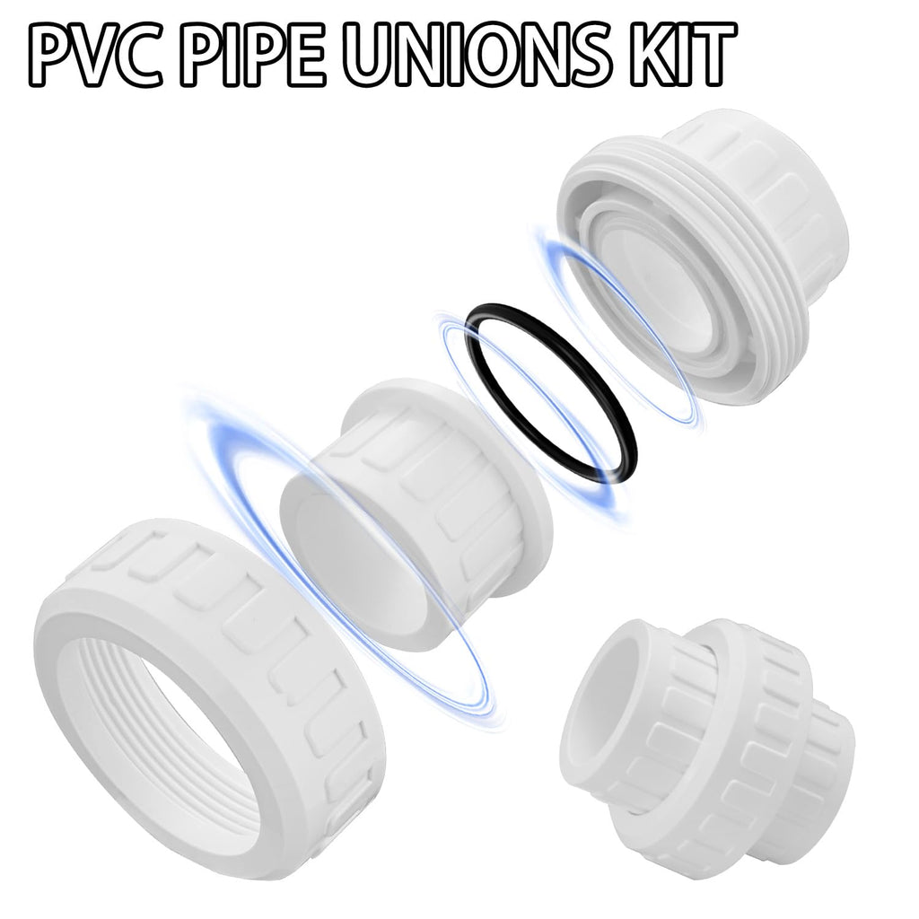 Carvedexquisitely 2" PVC Union Coupling Pipe Fitting (actual diameter 2.37") PVC Adapter Schedule 40(Socket x Socket), EPDM O-Ring, White 2 Pack