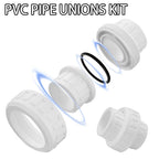 Carvedexquisitely 2" PVC Union Coupling Pipe Fitting (actual diameter 2.37") PVC Adapter Schedule 40(Socket x Socket), EPDM O-Ring, White 2 Pack