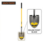 Truper Tru Pro Round-Point Shovel, 48-Inch Fiberglass Handle with 9-Inch Grip, Heavy-Duty Professional Digging & Gardening Shovel (Model PRL-F / 31198)