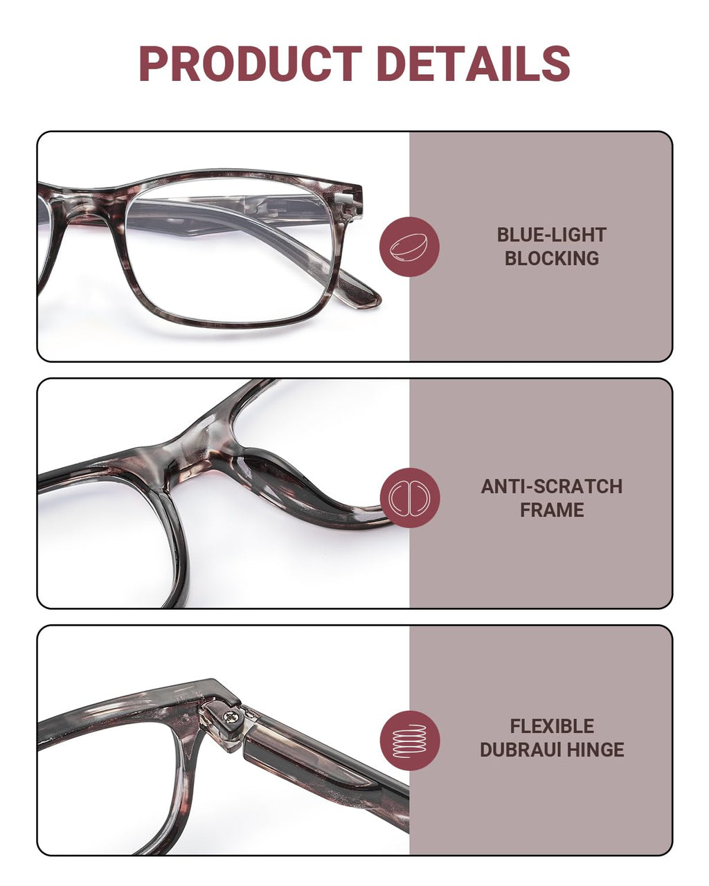 JOLISU 5 Pack Reading Glasses For Women,Spring Hinges, Sturdy and Durable (2.00)