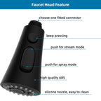 Kitchen Faucet Head Replacement, Pull Down Kitchen Faucet Sprayer Head with 9 Adapter Kit, 3 Function Kitchen Sink Faucet Spray Head, Matte Black Finish Kitchen Faucet Sprayer