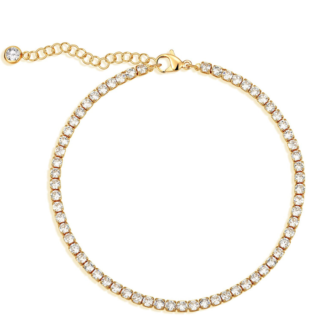 MEVECCO Round Cubic Zirconia Tennis Anklet for Women