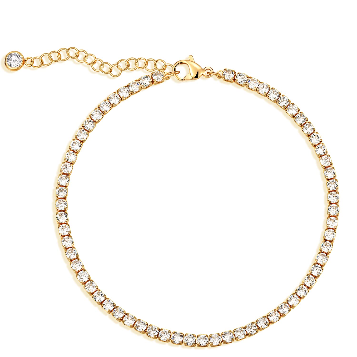 MEVECCO Round Cubic Zirconia Tennis Anklet for Women